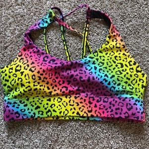 Zyia Rainbow Leopard Light n Tight strappy bra